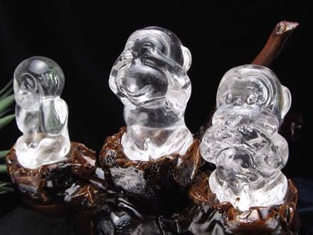 ☆見ざる・聞かざる・言わざる☆三猿モチーフ☆【厳選！澄み切り水晶