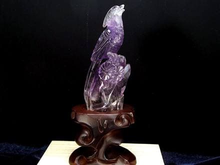 ◇職人技の逸品◇アメジスト×鳳凰彫刻◇気品と霊性を象徴する守護鳥