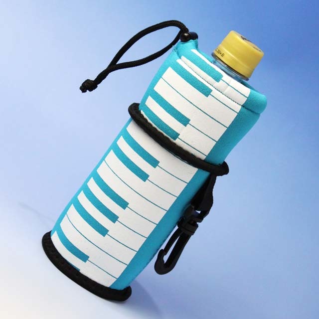 ウェットスーツ素材のペットボトルカバー ピアノ鍵盤 ブルー 633323