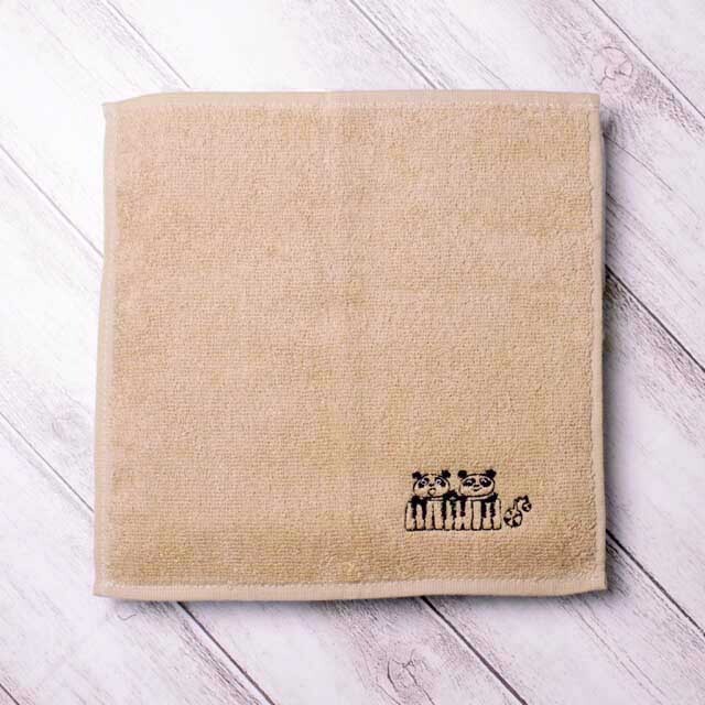 スケッチ刺繍 タオルハンカチ 《 パンダと鍵盤 》 133860 音楽雑貨