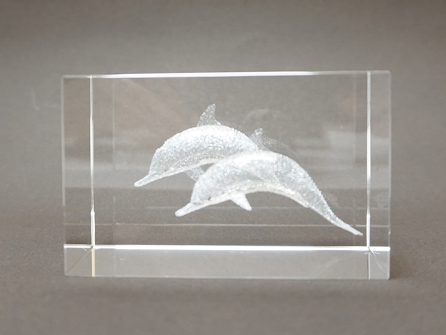 508-5】3Dガラスクリスタルアート/いるか/STEKLO（ステクロ） ペロル