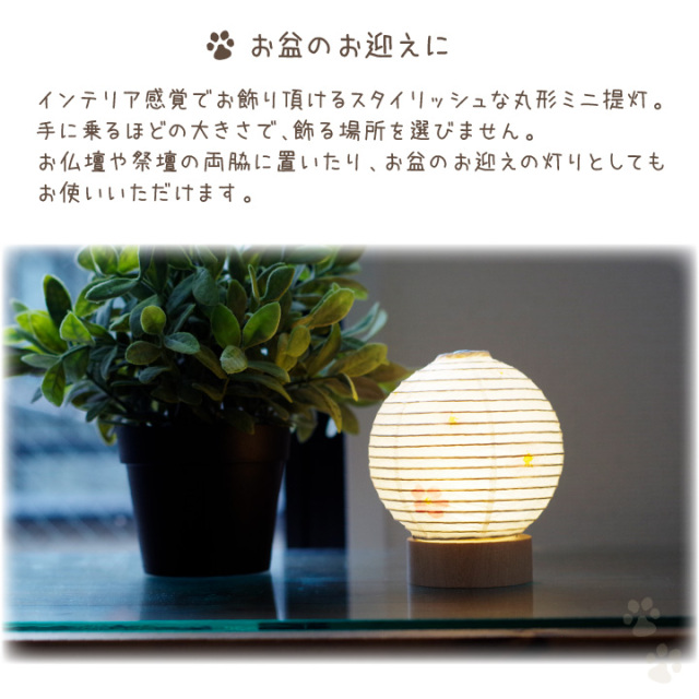 ペット仏具 丸形 さくら ライト ミニ 提灯 コードレス 桜特集 【送料無料】