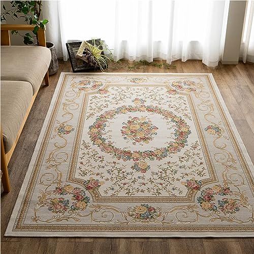 豪華な花柄のゴブラン織りラグマット 約 240×240 cm 4.5畳｜輸入絨毯