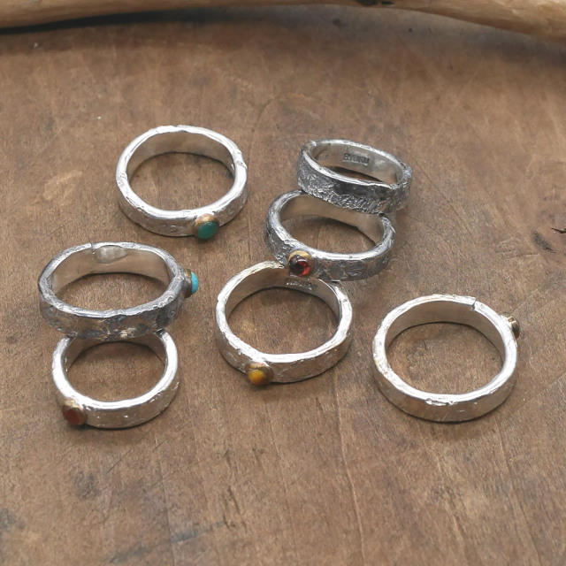 RYOKU ハンドメイドストーンシルバーリング 傷テクスチャー【天然石