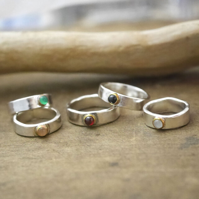 RYOKU ハンドメイドストーンリング 【天然石付き、文字の刻印可能