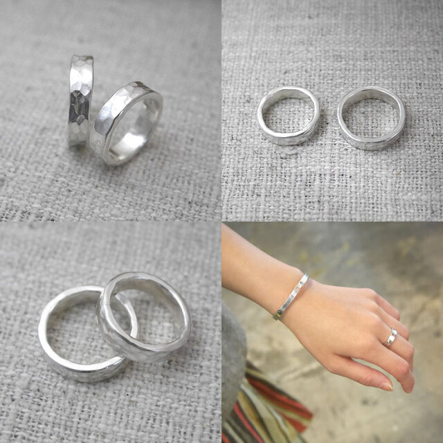 RYOKU ハンドメイド槌目シルバーリング 【文字刻印可能】hand made