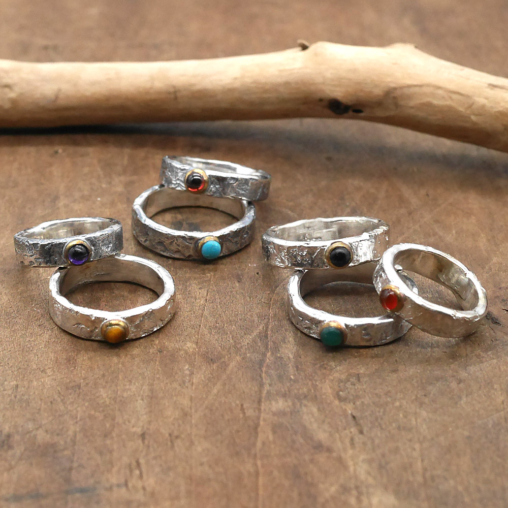 RYOKU ハンドメイドストーンリング 【天然石付き、文字の刻印可能