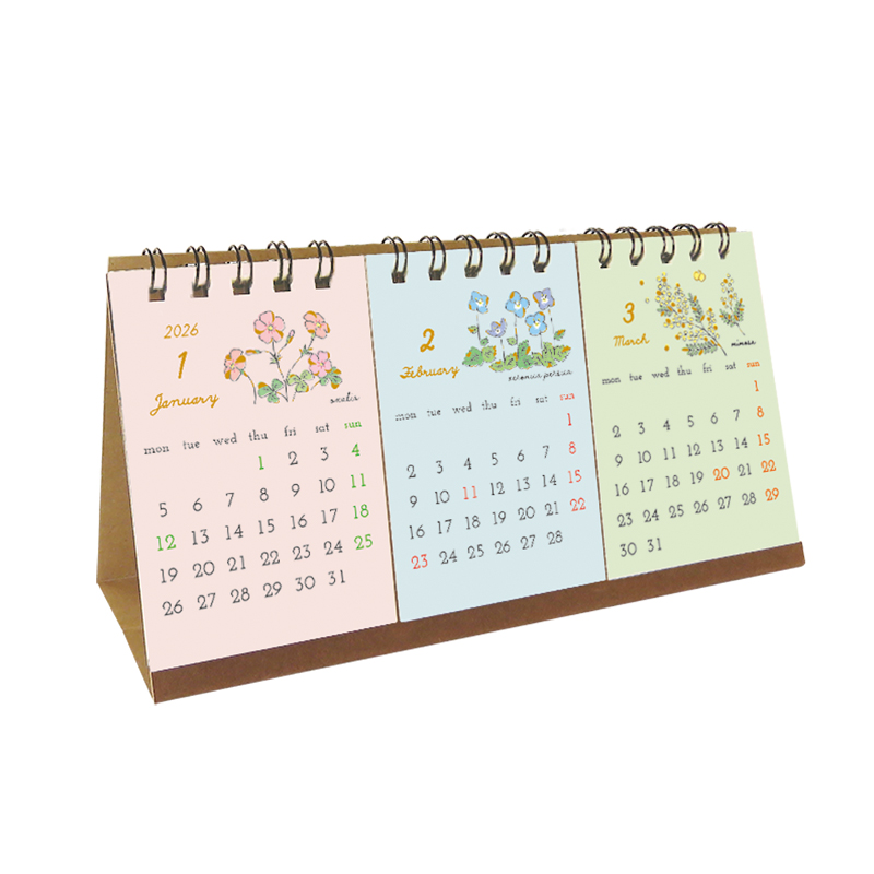 CT-2608：2026年度カレンダー 月曜始まり 3ヶ月卓上カレンダー