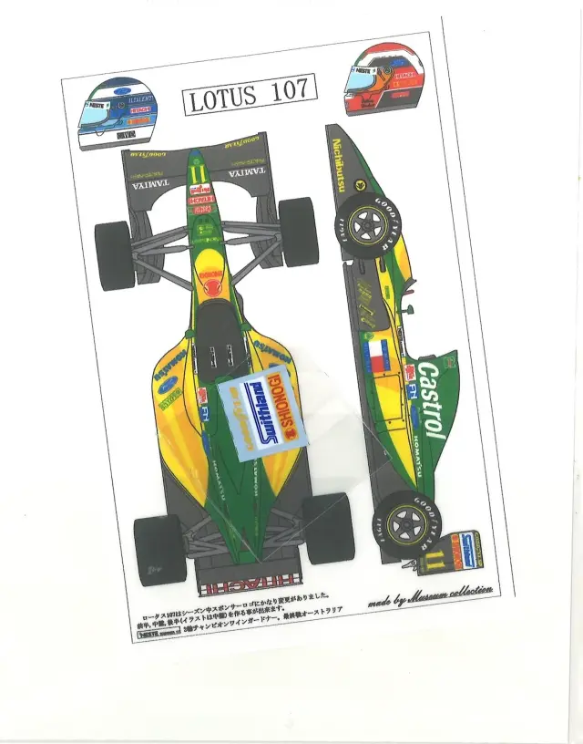 ミュージアムコレクション 1/20 ロータス 107 フルスポンサーデカール