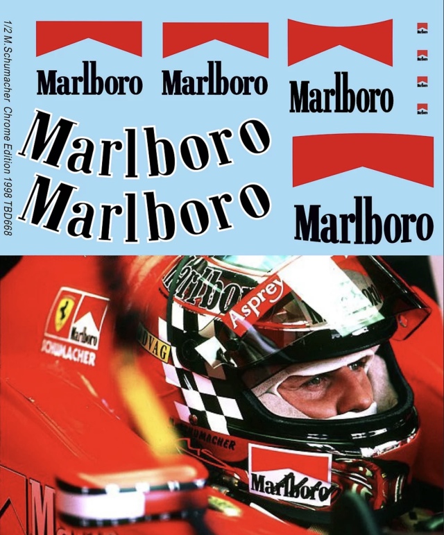 TBデカール 1/2 M.シューマッハ 1998 ヘルメット マルボロデカール TBD668
