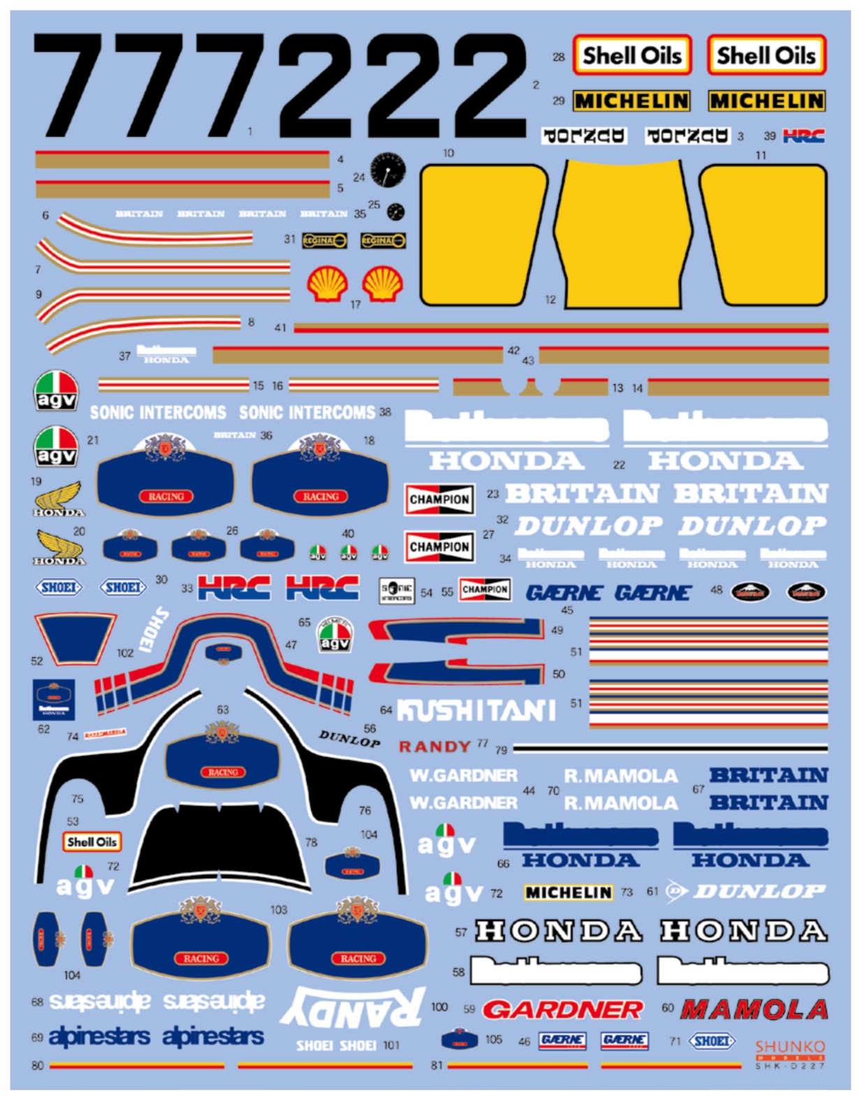 シュンコーモデル 1/12 ホンダ NS500 1985 フルスポンサー&ライダー