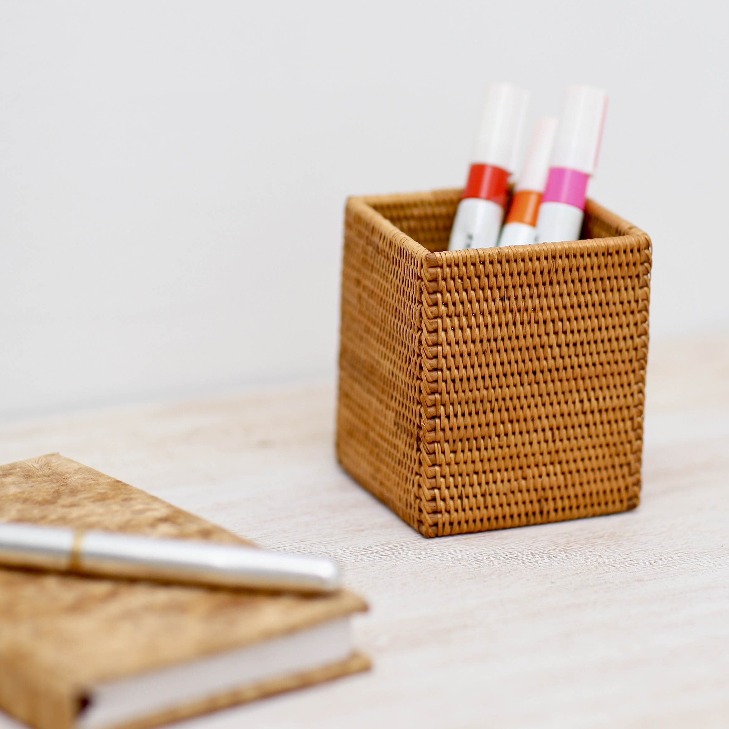 ペンたて四角(BOX364) Rosily(ロージリー) バリ島 アタかご雑貨