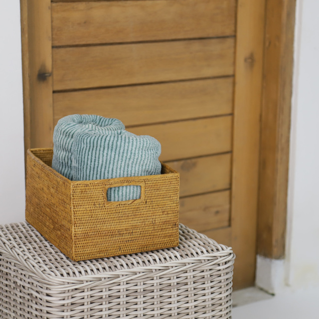 長方形小物入れ穴空き (BOX414) Rosily(ロージリー) バリ島 アタかご