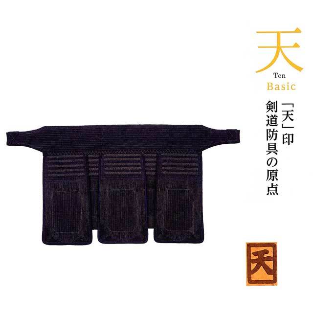 剣道 ミツボシ 6mm織刺 天 ベーシック 垂 単品 Lサイズ ヘリ紺鹿革仕立