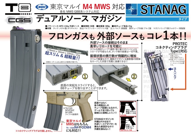 T8 外部ソース用 電動ガン系 M4マガジンアダプター 東京マルイ M4 MWS