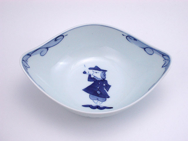 オランダ船舟型小鉢 しん窯 青花