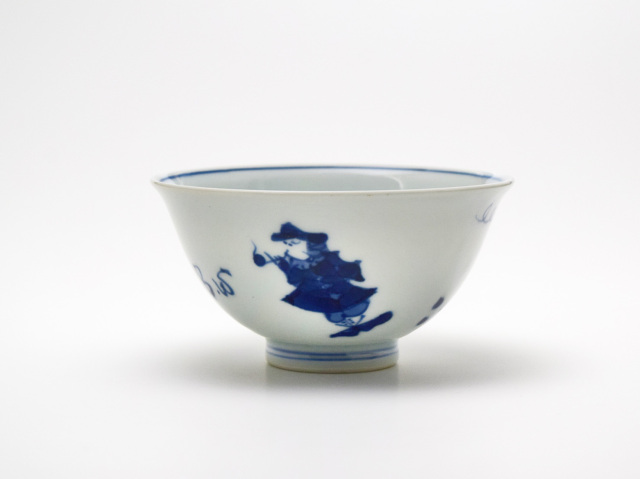 異人づくし 3.8寸反飯碗 しん窯青花