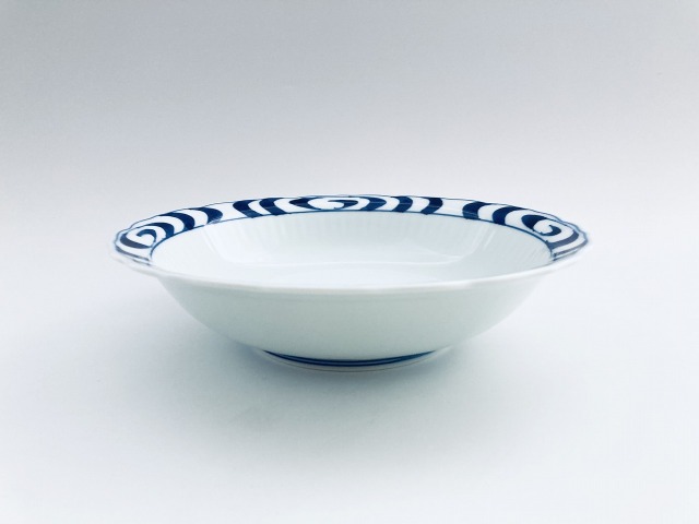 大砲船桔梗渕スープ皿 しん窯青花