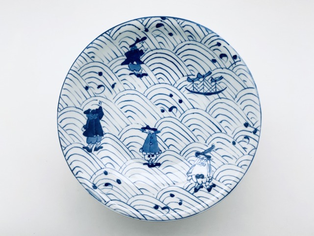 波と異人8寸高台鉢しん窯青花限定商品