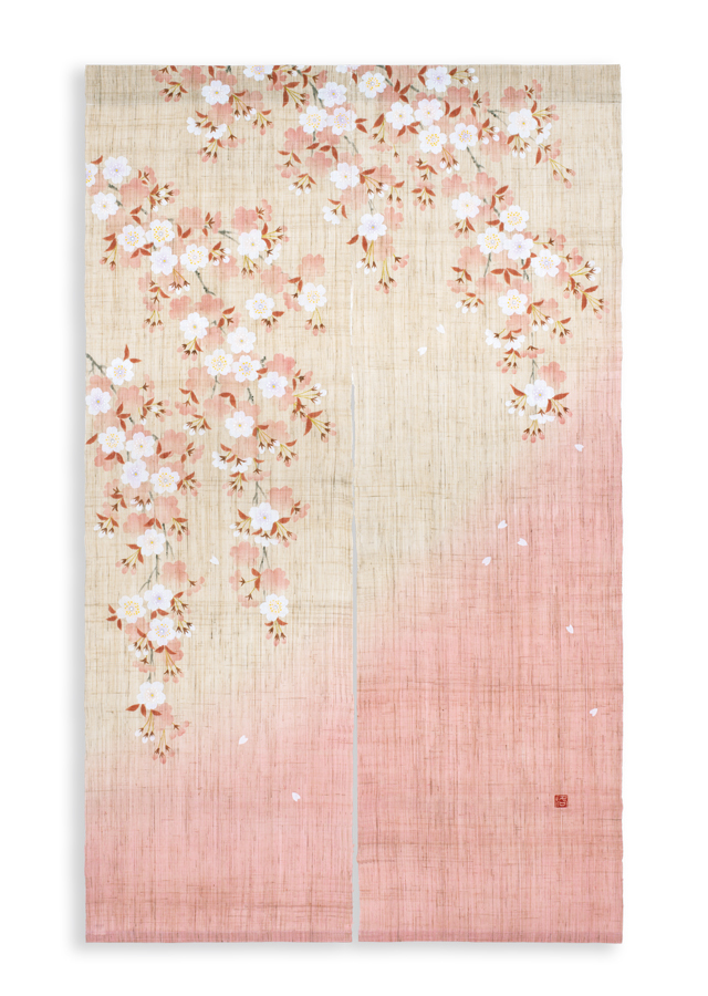 手染め麻のれん「山里桜」 [京都洛柿庵オンラインショップ]