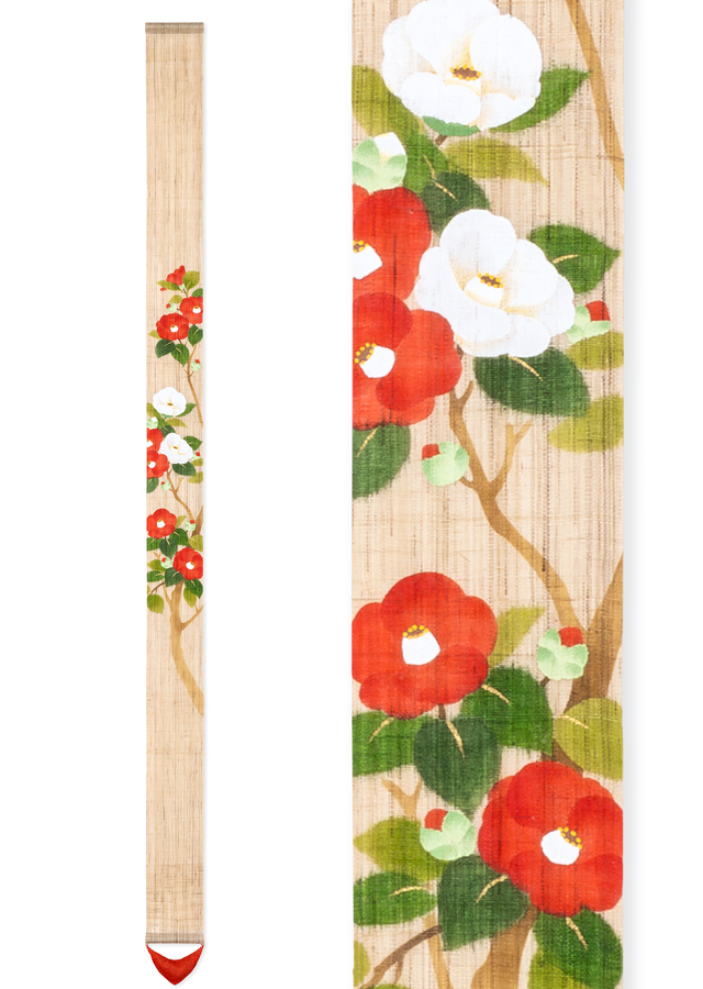 手染め麻洛粋 細タペ「侘助椿」 [京都洛柿庵オンラインショップ]