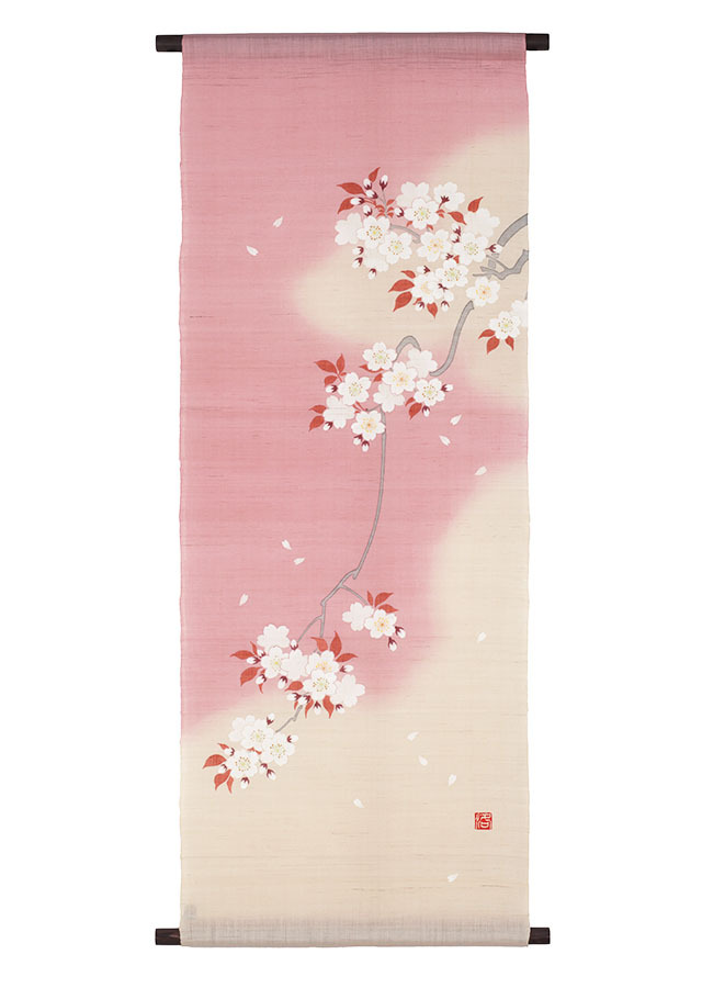 手染め麻タペストリー「吉野桜」 [京都洛柿庵オンラインショップ]