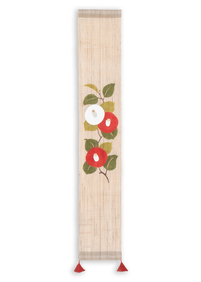 手染め麻豆タペストリー「寒つばき」[京都洛柿庵オンラインショップ]