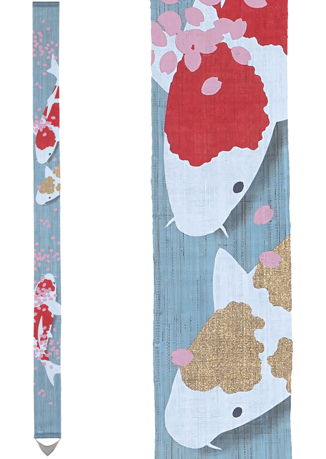 手染め麻細タペストリー「NISHIKI-KOI」 [京都洛柿庵