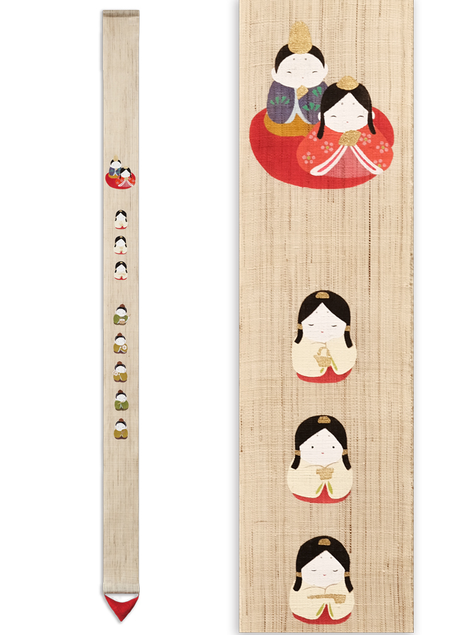 手染め麻細タペストリー「雛祭り」 [京都洛柿庵オンラインショップ]