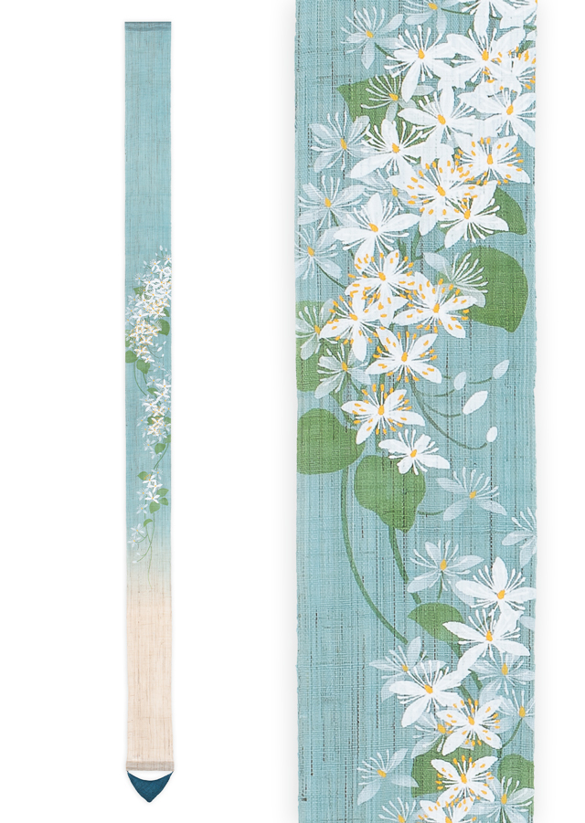 手染め麻細タペストリー「仙人草」 [京都洛柿庵オンラインショップ]