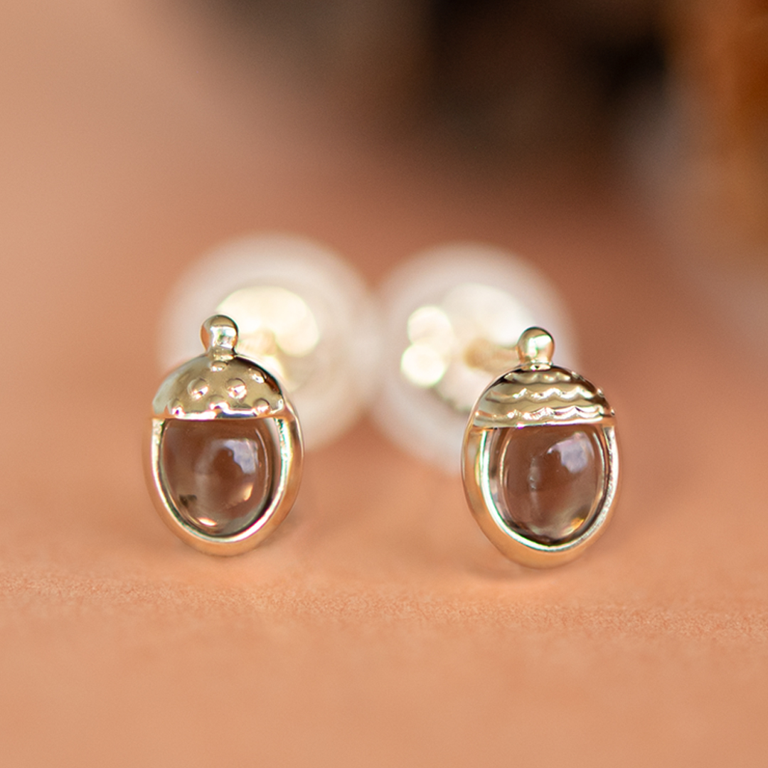 ピアス K10イエローゴールド スモーキークォーツ(JLージュエルー)(秋