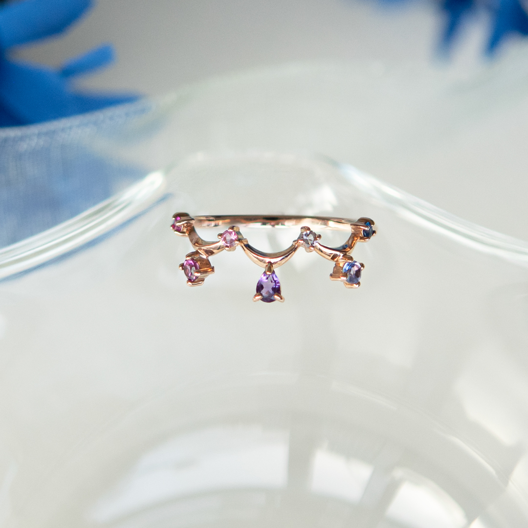 リング K10ピンクゴールド ルビー ロードライトガーネット ピンク