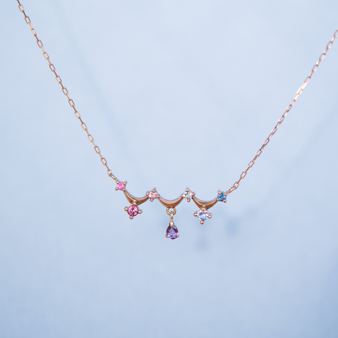 ネックレス K10ピンクゴールド ルビー ロードライトガーネット ピンク