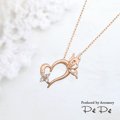 ネックレス K10ピンクゴールド ダイヤモンド アクセサリーPePe
