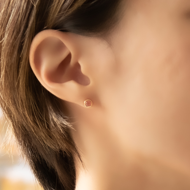 ピアス K10イエローゴールド 北海道産インカローズ (JLージュエルー