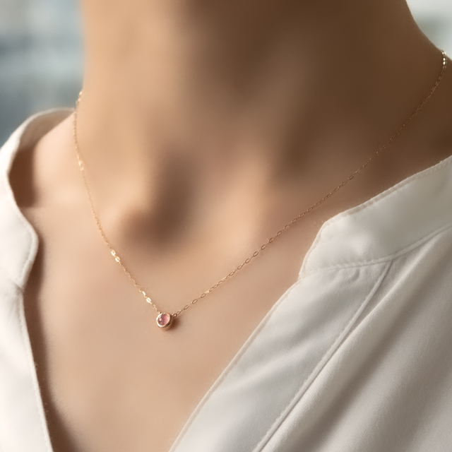 ネックレス K10/K18イエローゴールド 北海道産インカローズ(JL