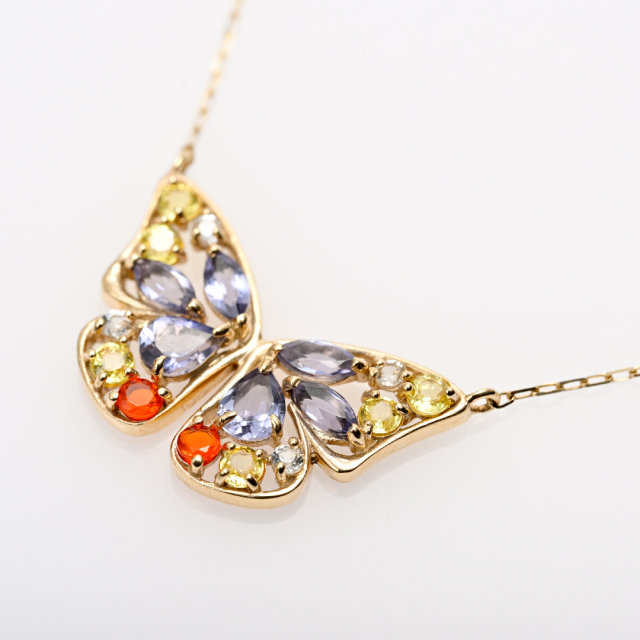 ネックレス K10/K18イエローゴールド アイオライト イエローサファイア