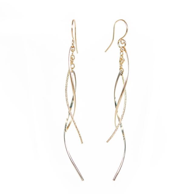 フックピアス K14ゴールドフィルド プラチナコーティング ゴールド