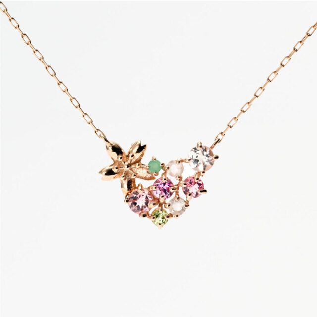 ネックレス K10ピンクゴールド ピンクトルマリン エメラルド ピンク