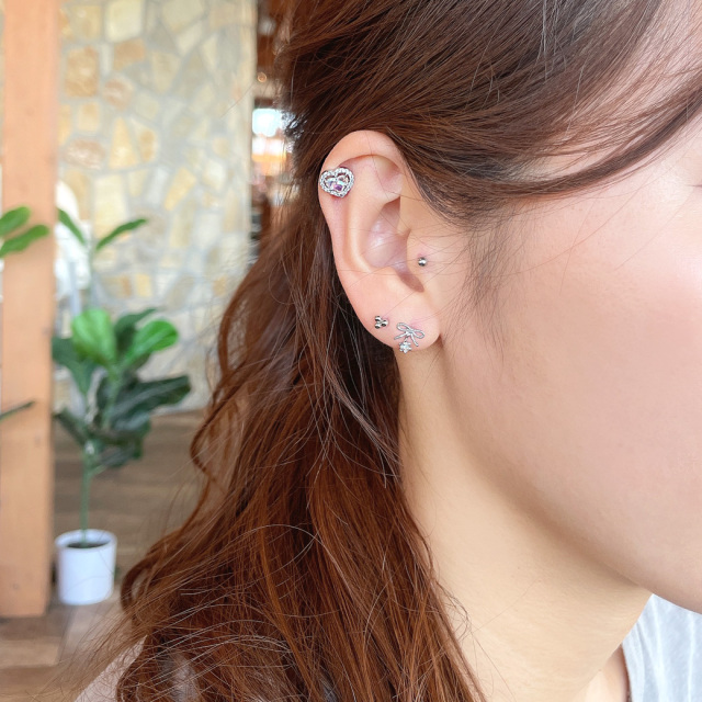 14G 16G ］角度によって表情変わる オーロラ CZ 縁取り ハート