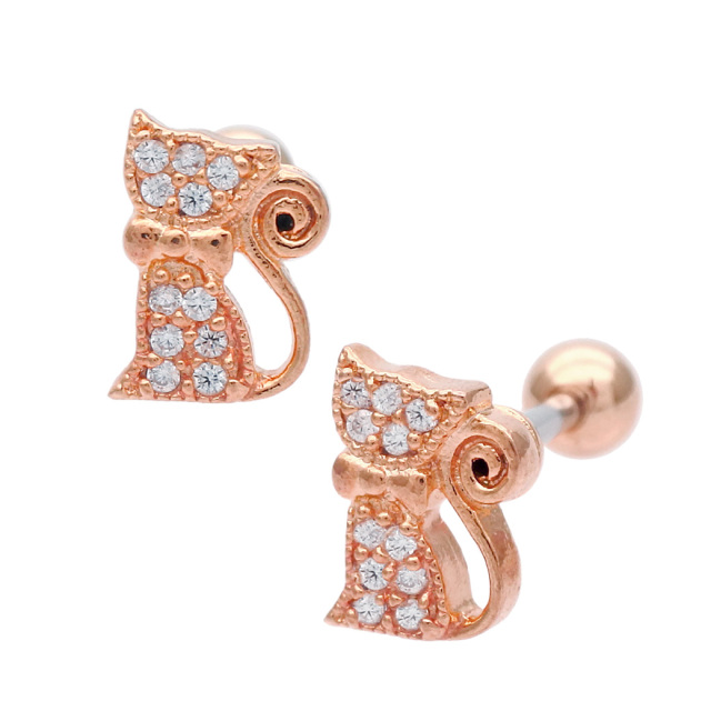 14G 16G ］ちょっぴり首を傾けたようなフォルムが、可愛すぎるネコ