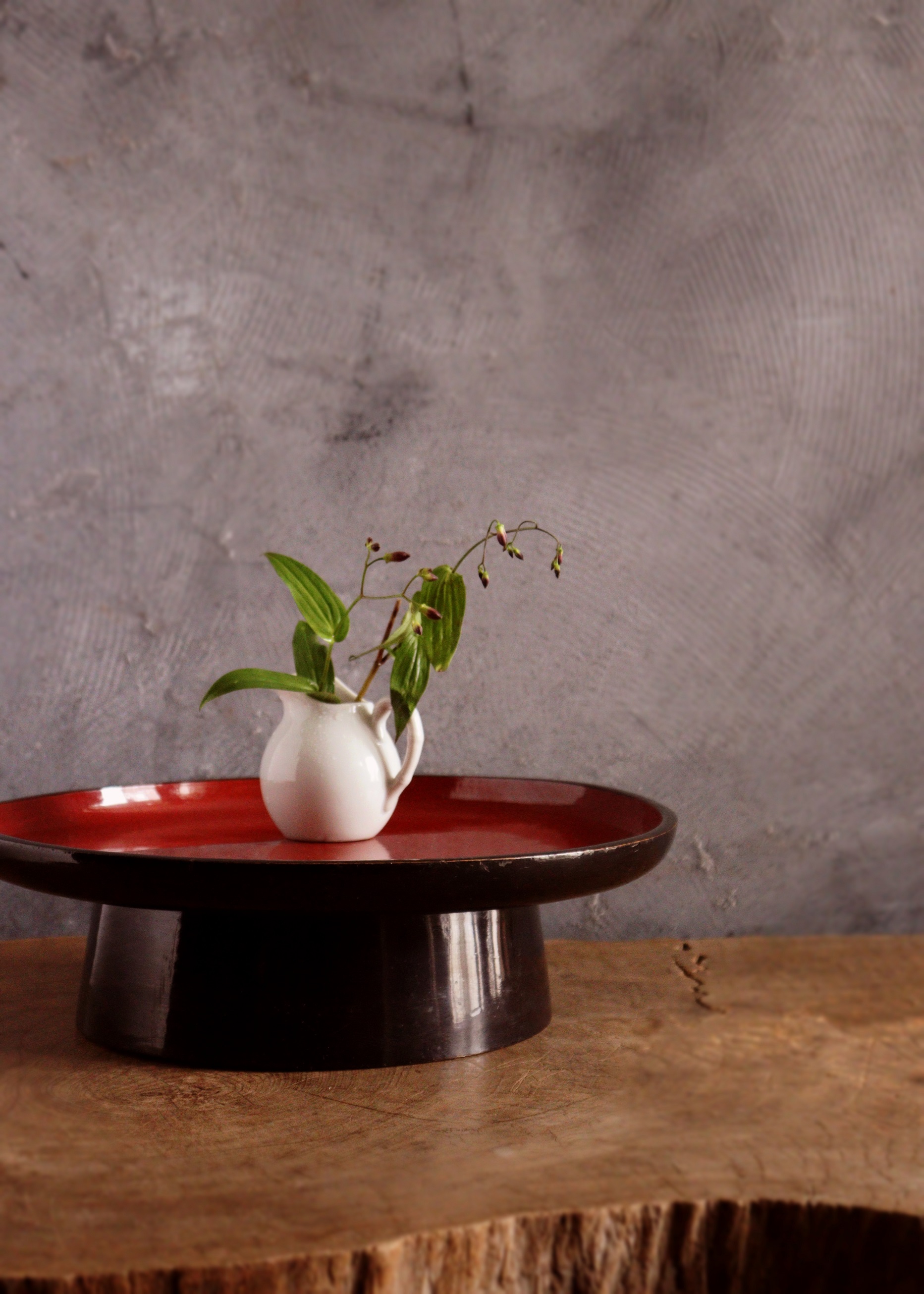 会津盆 御膳 酒器 丸膳 くり貫き膳 古道具 お盆 膳 直径350mmAntique