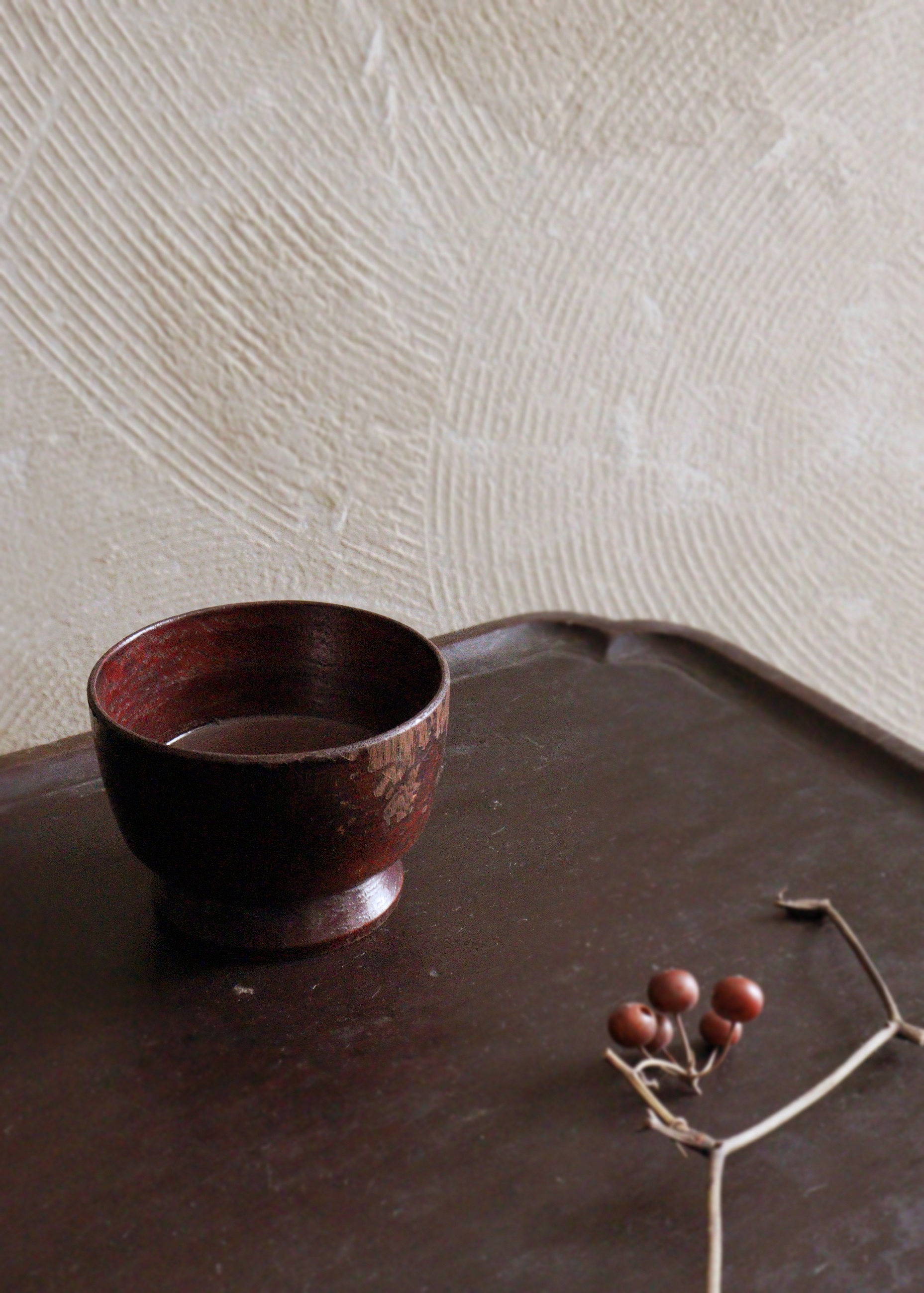 李朝 木盃 祭器 高坏 木杯 酒器 直径84mmAntique Sam's Collection