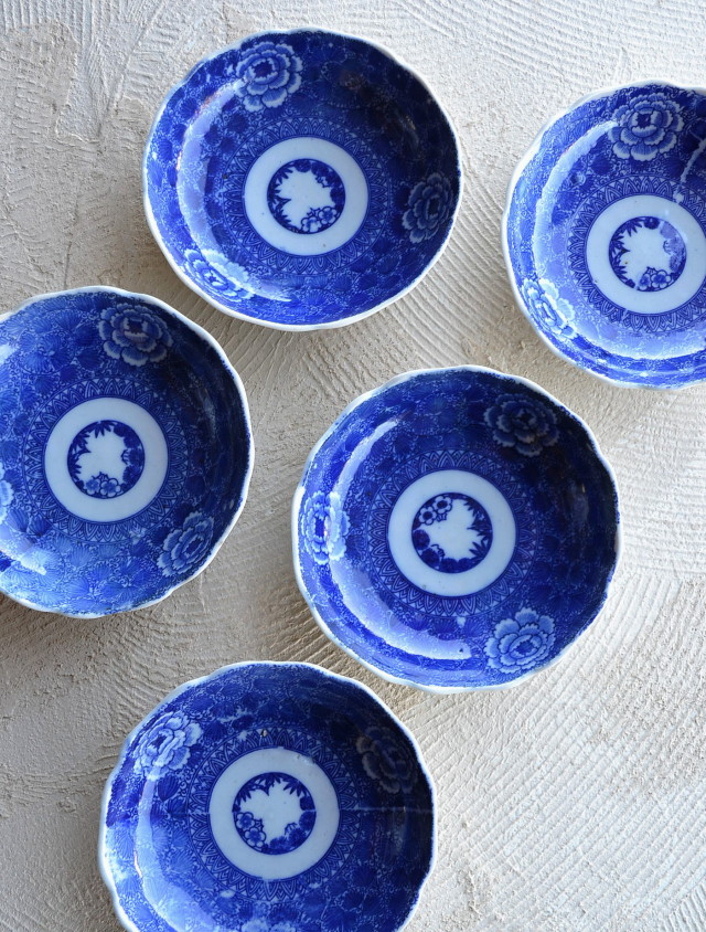 Antique Sam's Collection 染付印判 イゲ皿 三枚組 直径220mm ヤマトク製