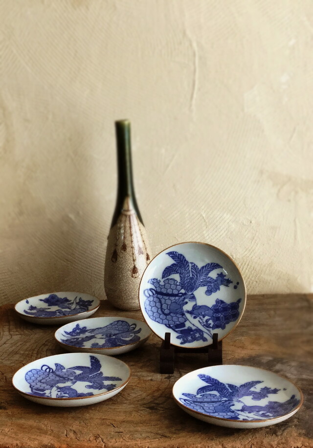 e2960 備前焼 亀甲皿 5枚 巾13～14cm せんべい皿 煎餅皿 Antique Sam's Collection姉妹店 古舫庵コレクション>備前焼 亀型 小皿