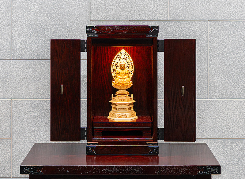 仙台厨子二枚扉 KH-22 拭き漆調 ｜コンパクト ミニ仏壇 モダン仏壇