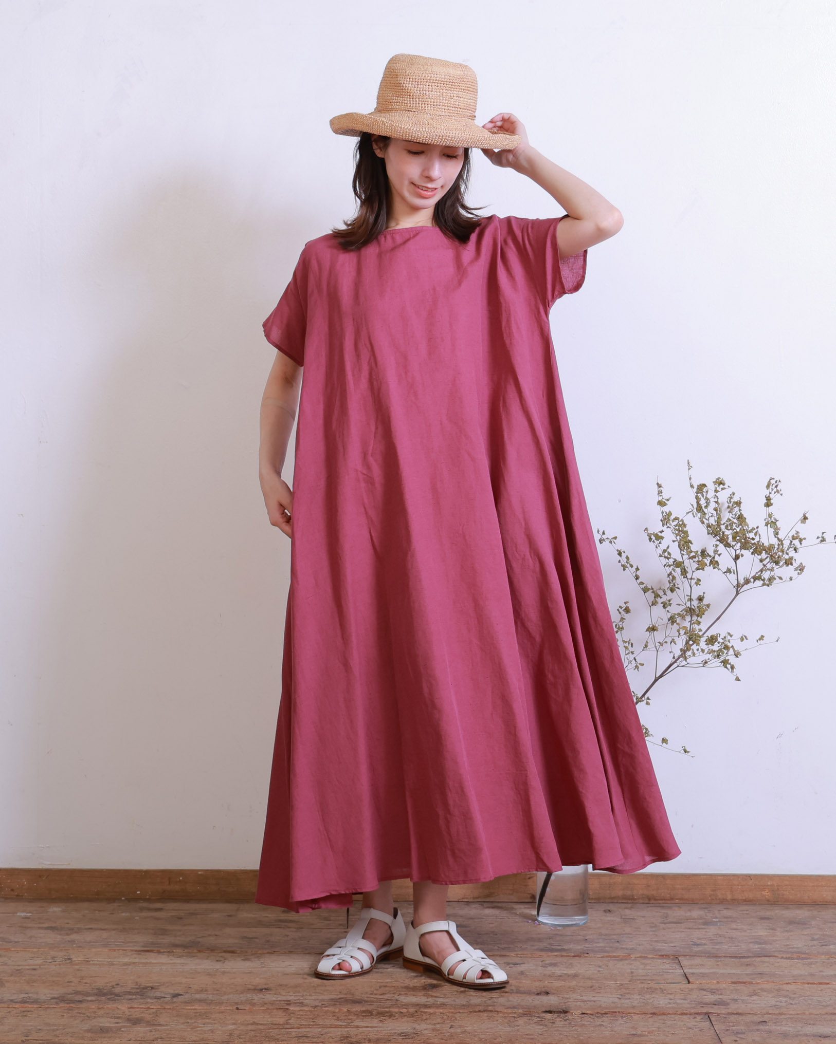 コットンリネンフレアワンピース