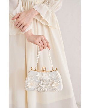 パールがま口立体フラワーマルチWAYパールチェーンバッグ