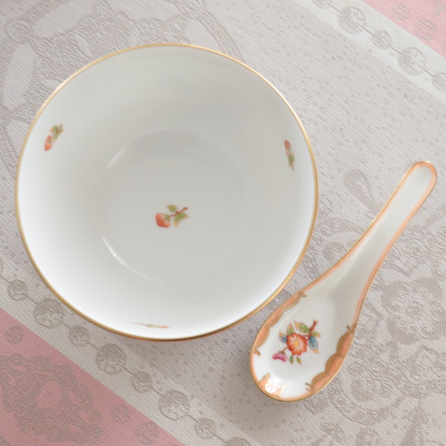 Herend ヘレンド ヴィクトリアアニバーサリー ボウル＆レンゲセット