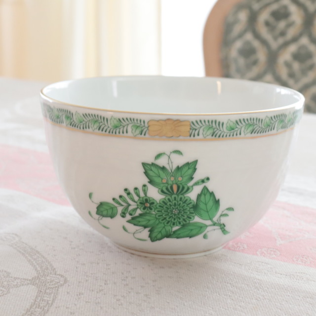 Herend ヘレンド AV アポニーグリーン ボウル＆レンゲセット